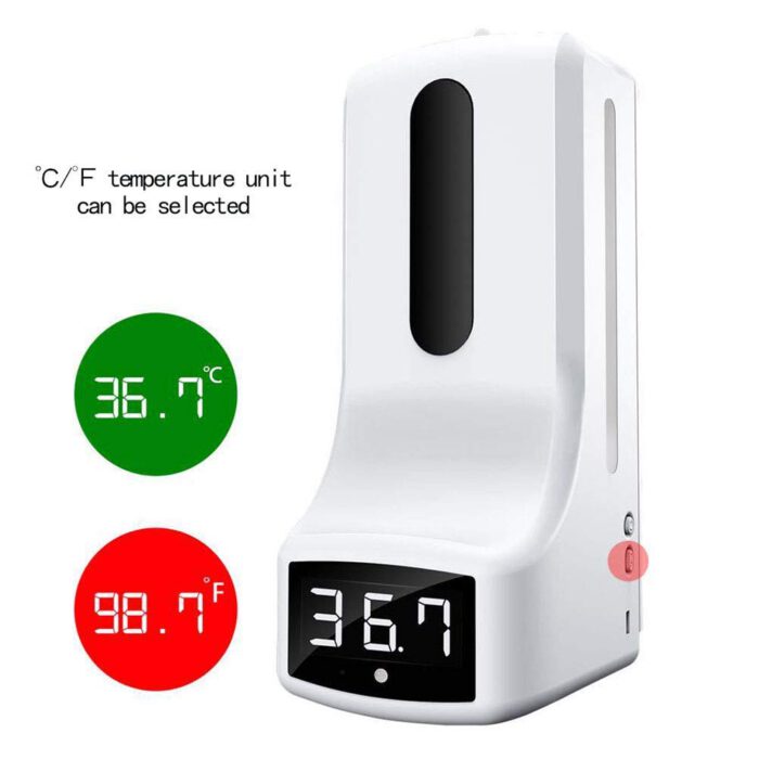 AMITD Berührungsloses Infrarot-Thermometer mit automatischem Spender für Händedesinfektionsmittel, Wandmontage, 1000 ml, für Büro, Geschäfte, Schulen – Bild 4