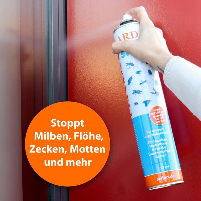 ARDAP Schädlingsspray mit Sofort- und Langzeitwirkung 750 ml - Insektenspray zur Bekämpfung von akutem Schädlings- und Insektenbefall - Bis zu 6 Wochen effektiver Schutz – Bild 7